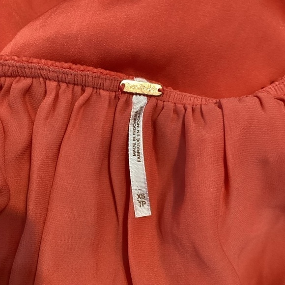 Free People Walk this Way Blouse Button Down Size XS Red - Picture 6 of 7